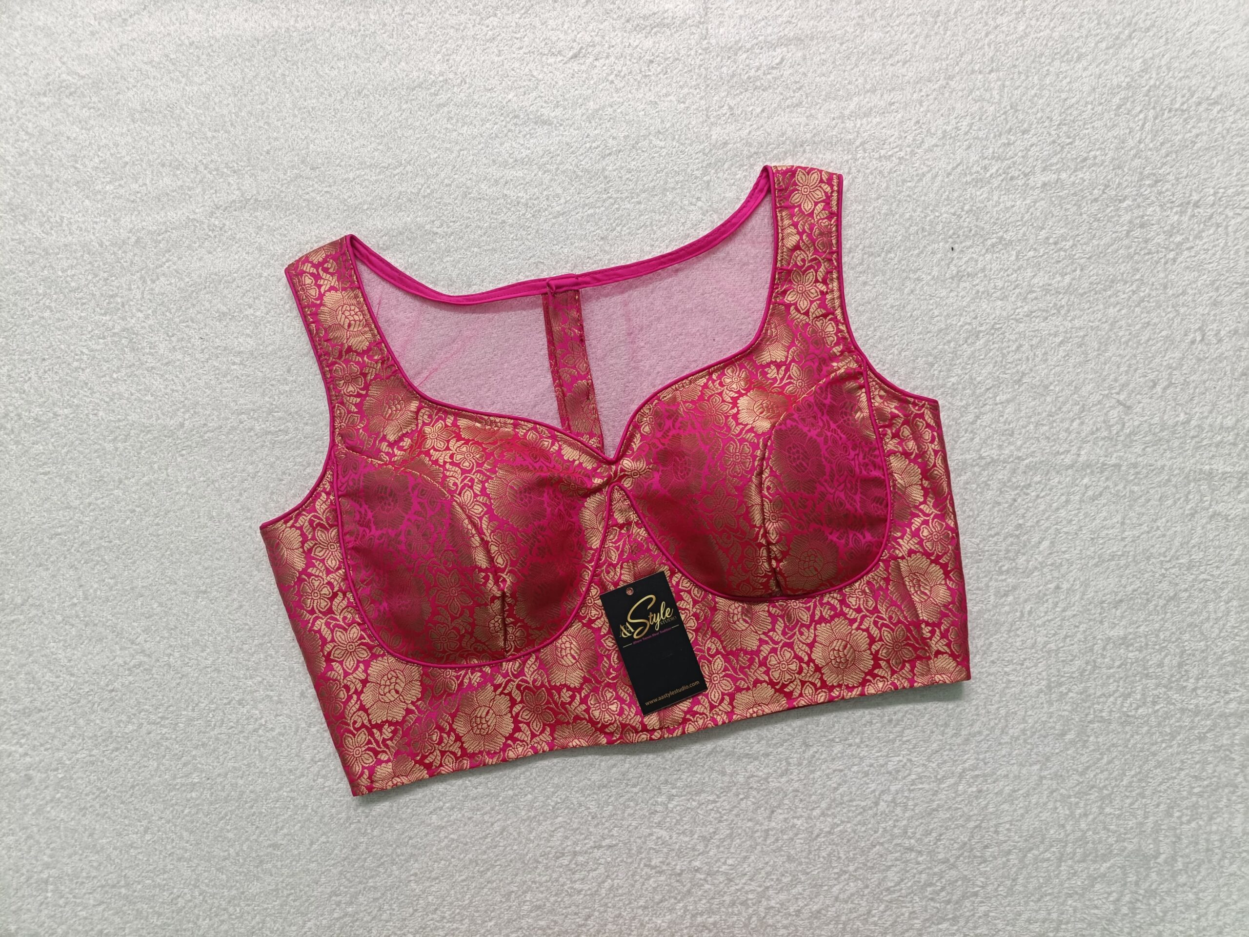 Hot Pink Color Brocade Blouse