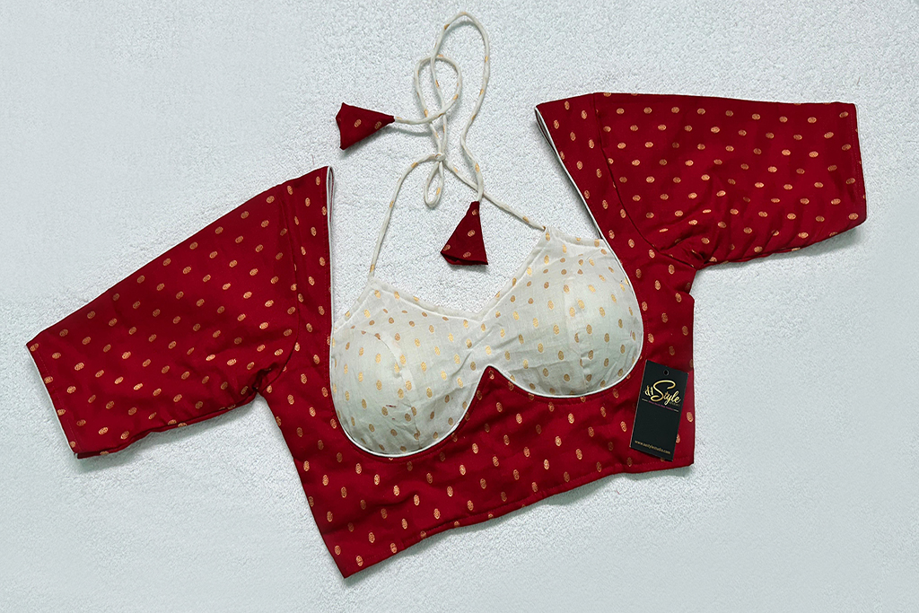 Red & White Color Cotton Blouse