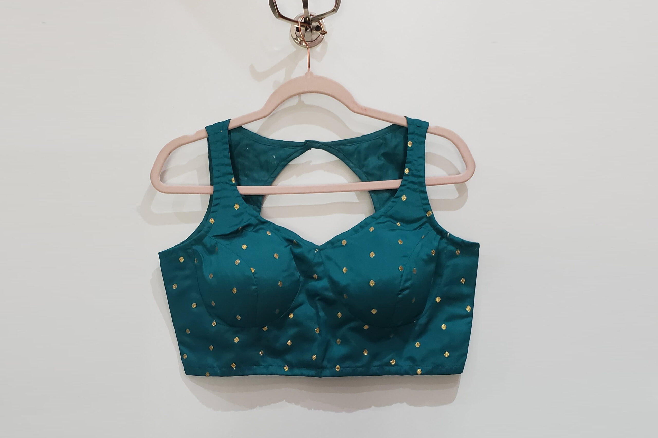 Turquoise Blue Color Taffeta Silk Blouse