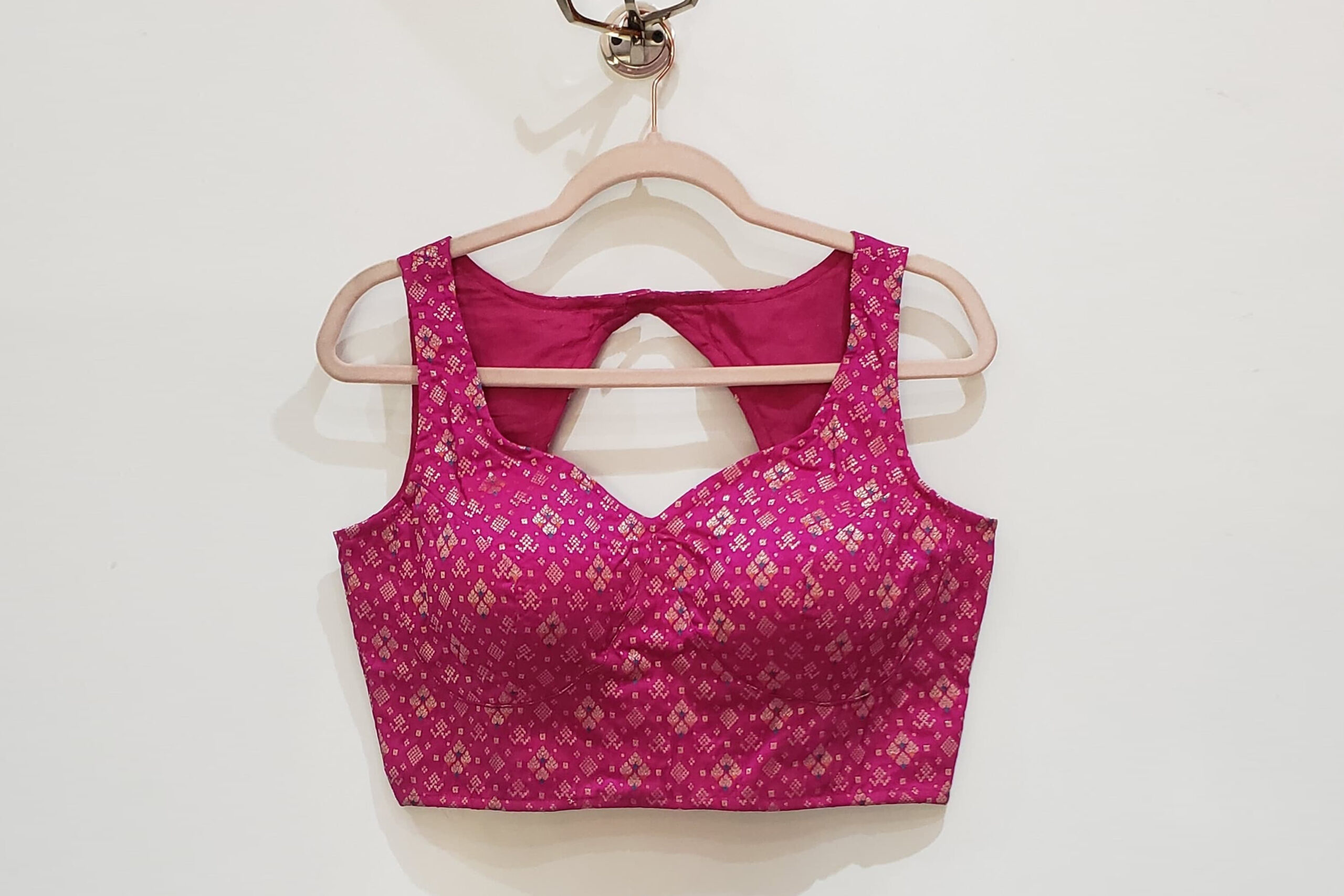 Hot Pink Color Meena Kari Brocade Blouse