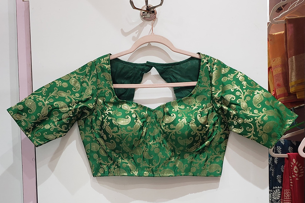 Emerald Green Color Brocade Blouse