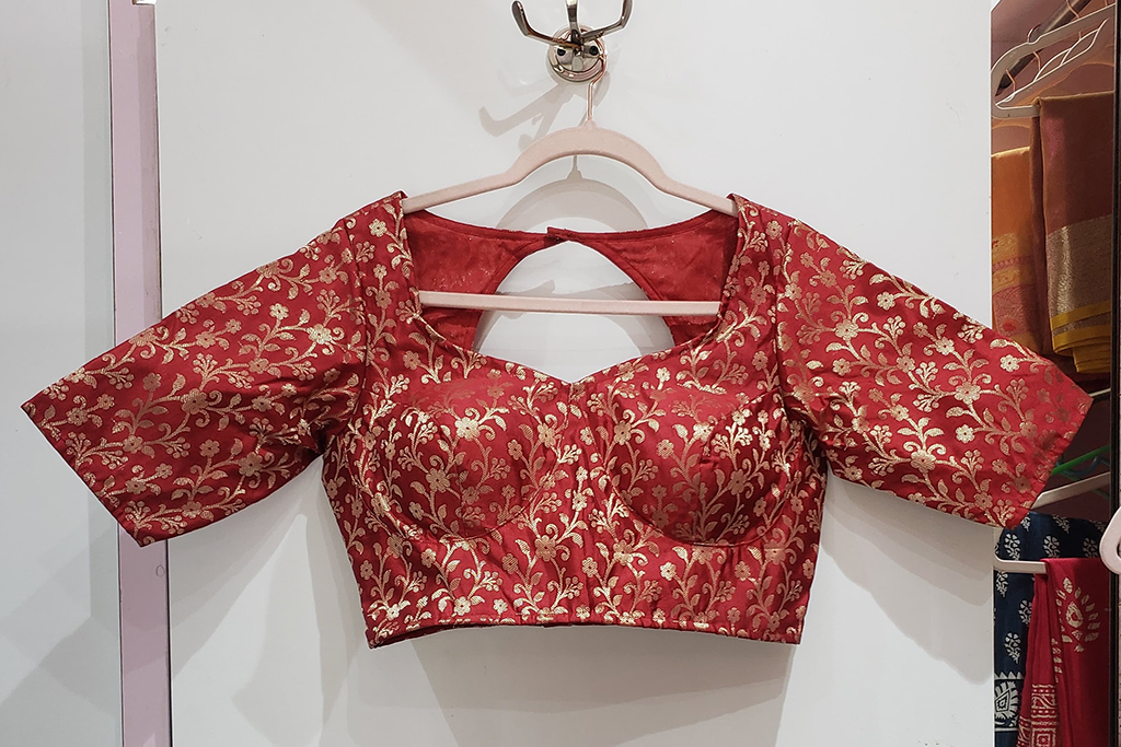 Red Color Brocade Blouse