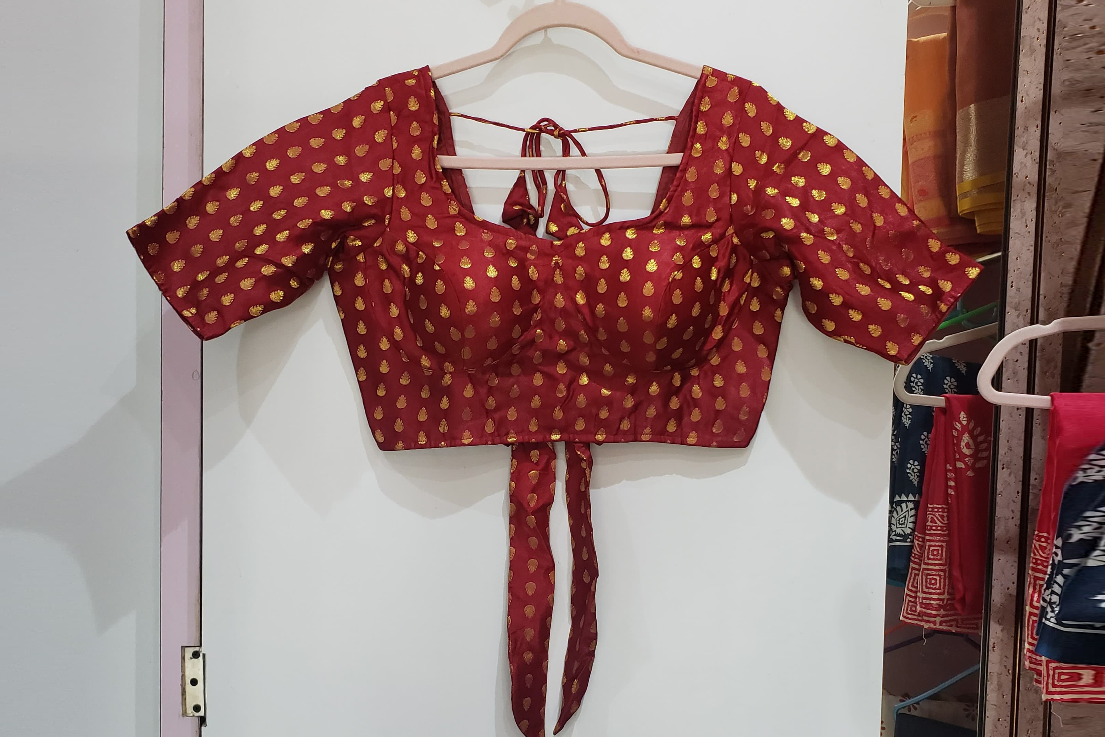 Maroon Color Satin Blouse