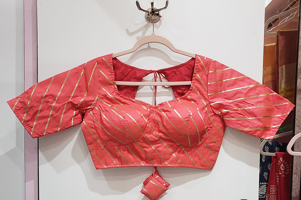 Peach Color Taffeta Silk Blouse