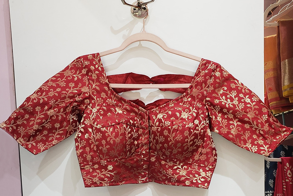 Red Color Brocade Blouse