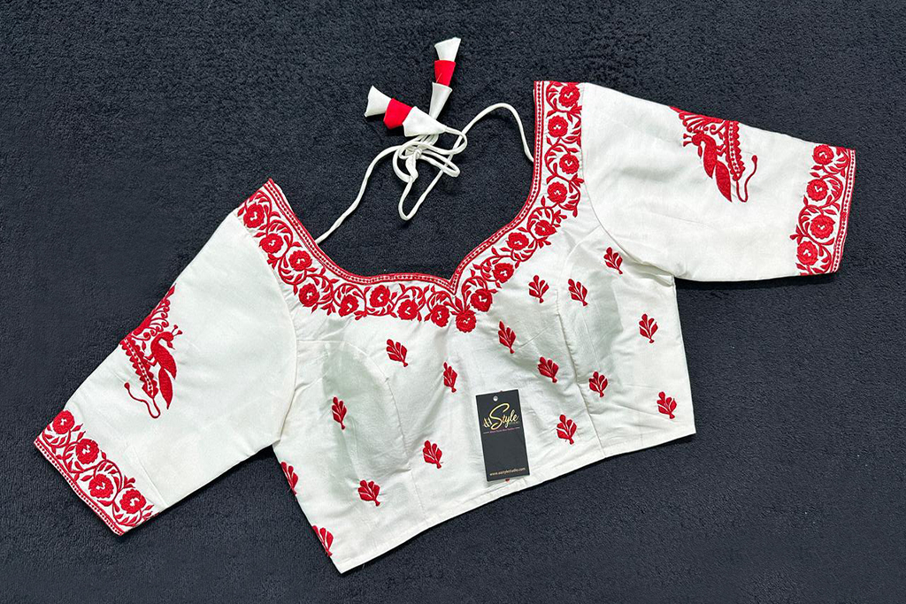 Pink Color Samo Silk Embroidery Blouse