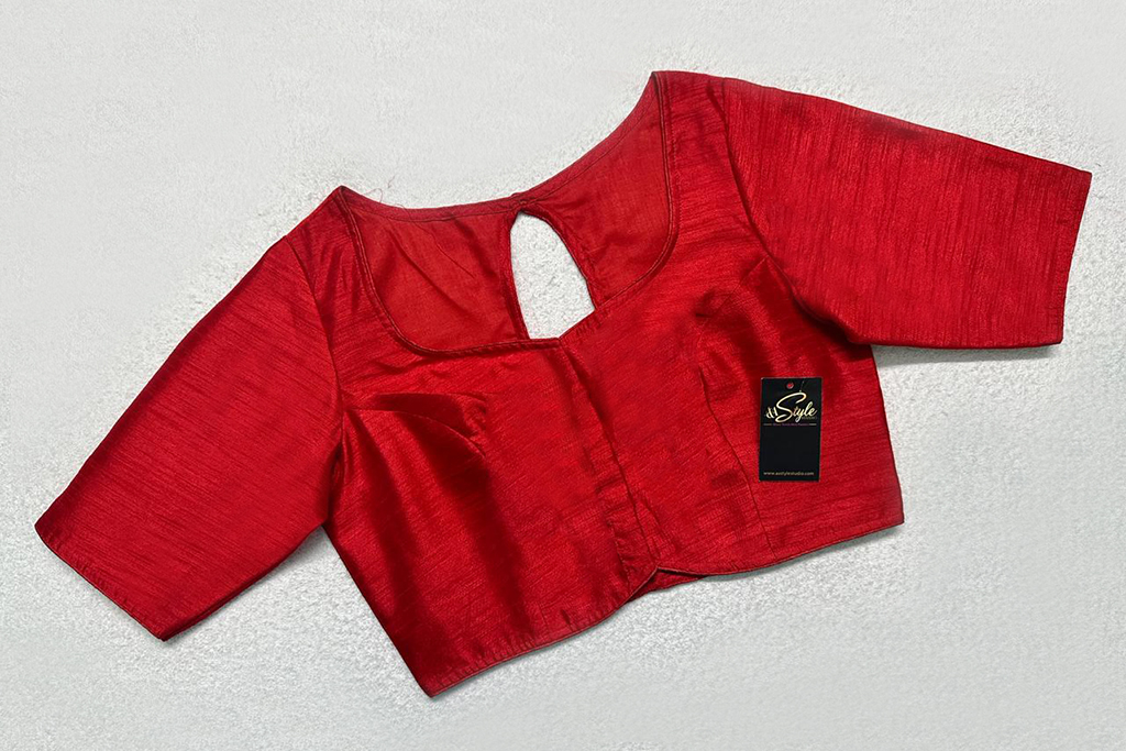 Red Color Raw Silk Blouse