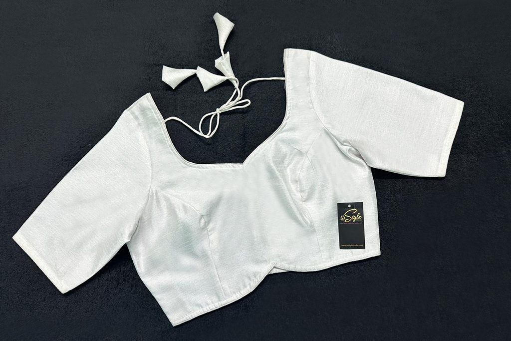 White Color Raw Silk Blouse