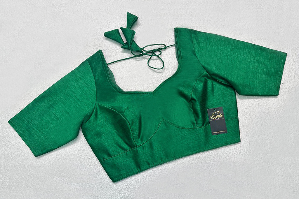 Emerald Green Color Raw Silk Blouse