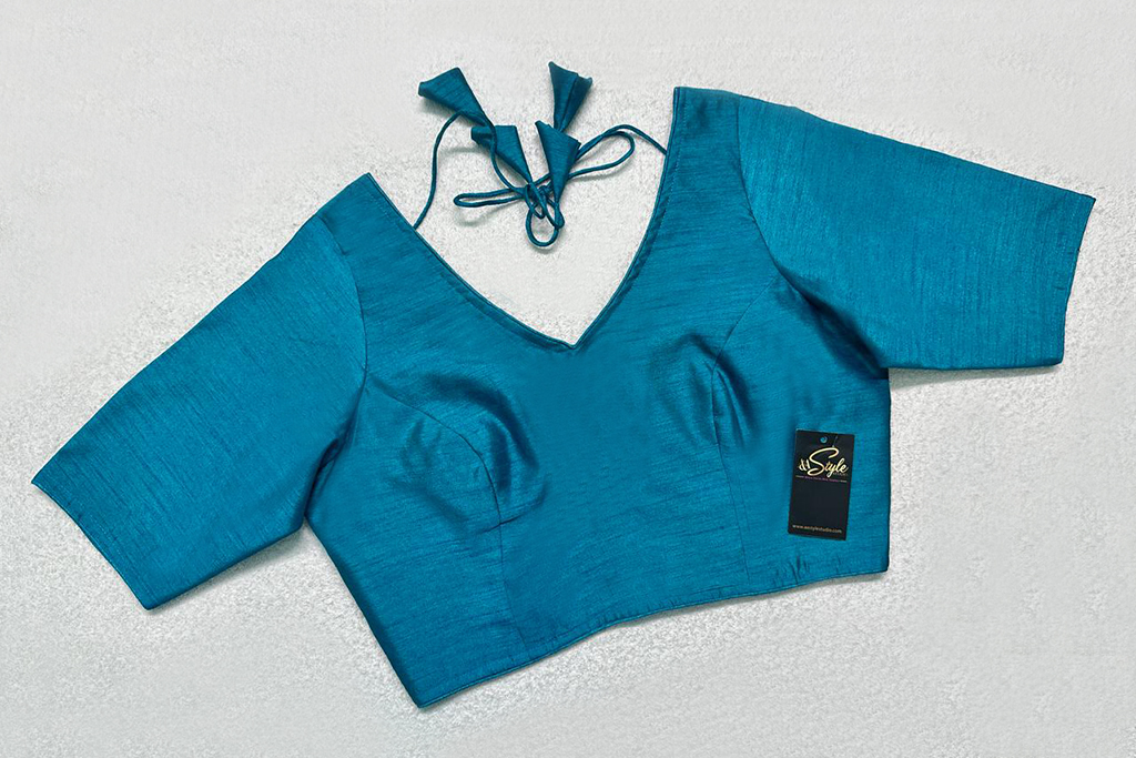 Blue Color Raw Silk Blouse